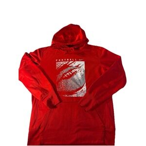 Nike Dri-FIT Football Hoodie Red Pullover Sweatshirt Mens M